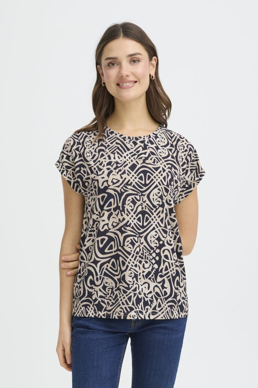 FRSeen tee 1 FRANSA art lines navy