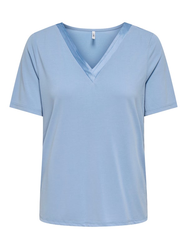ONLFree life s/s split v-neck top jrs ONLY soft chambray