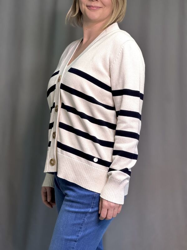 Blake neuletakki STI cream mel-dk.blue stripes