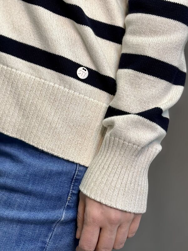 Blake neuletakki STI cream mel-dk.blue stripes