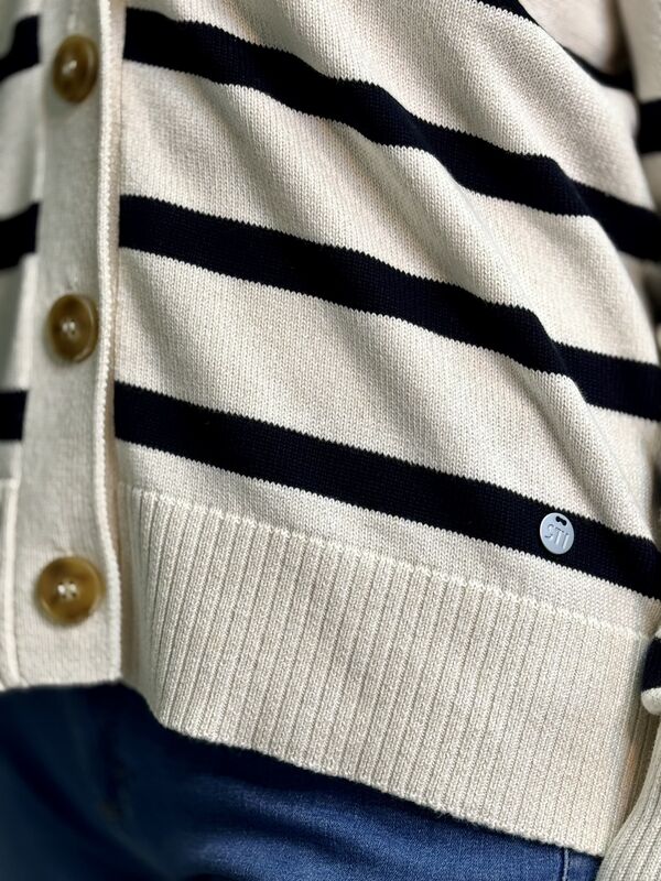 Blake neuletakki STI cream mel-dk.blue stripes