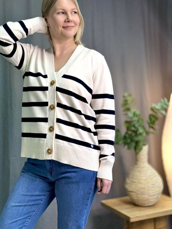 Blake neuletakki STI cream mel-dk.blue stripes