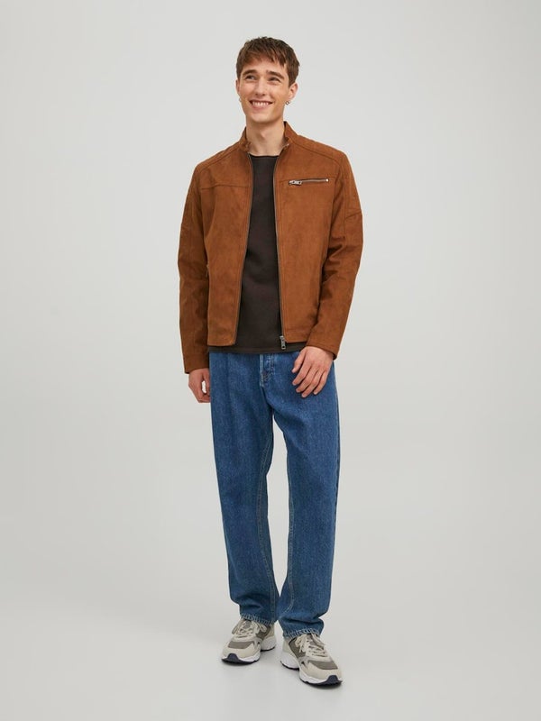 JJERocky jacket JACK&JONES cognac fake suede